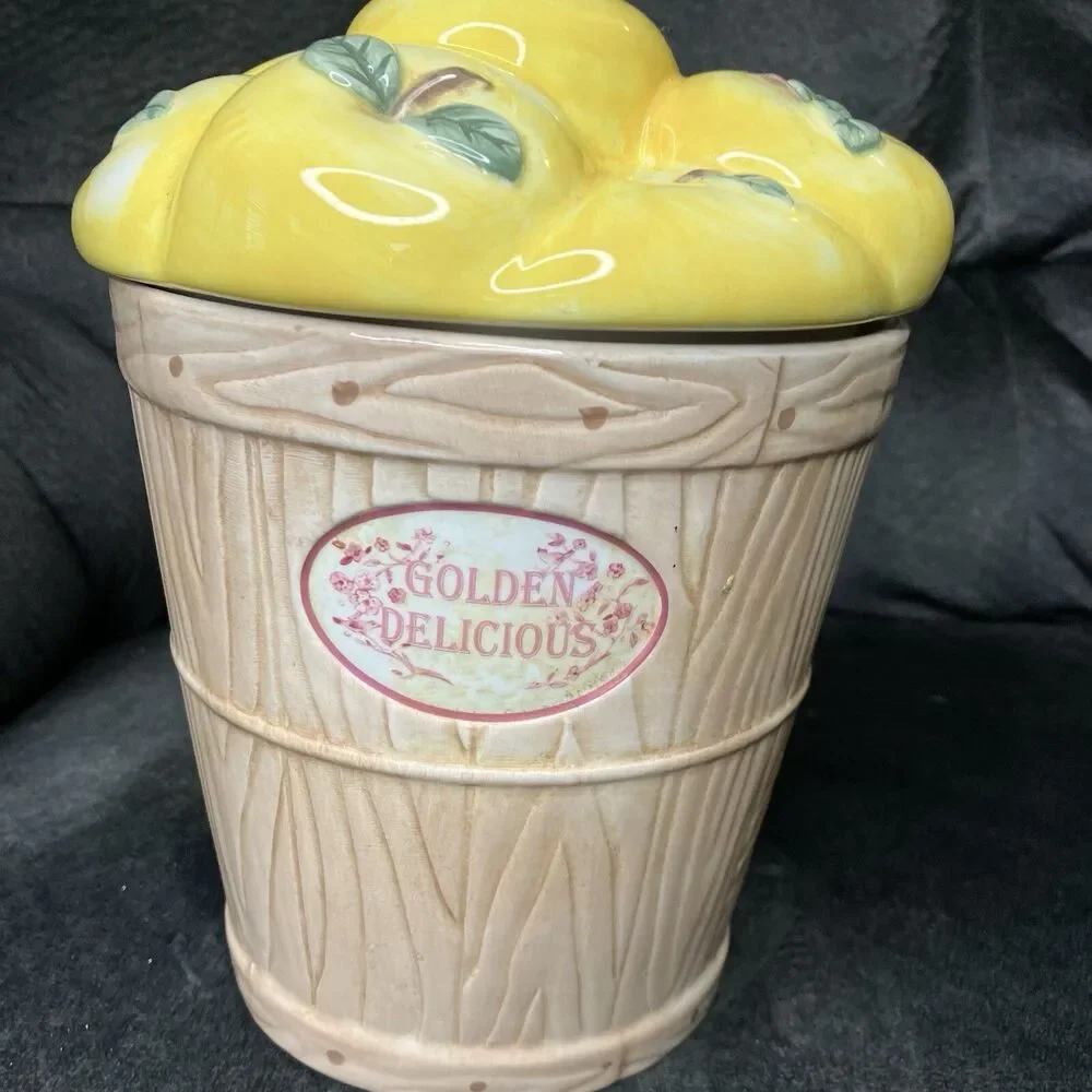 PFALTZGRAFF Ceramic Canister Golden Delicious Apples Cookie Jar Vintage